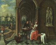 Jan Josef Horemans the Elder Garden with Figures on a Terrace china oil painting reproduction